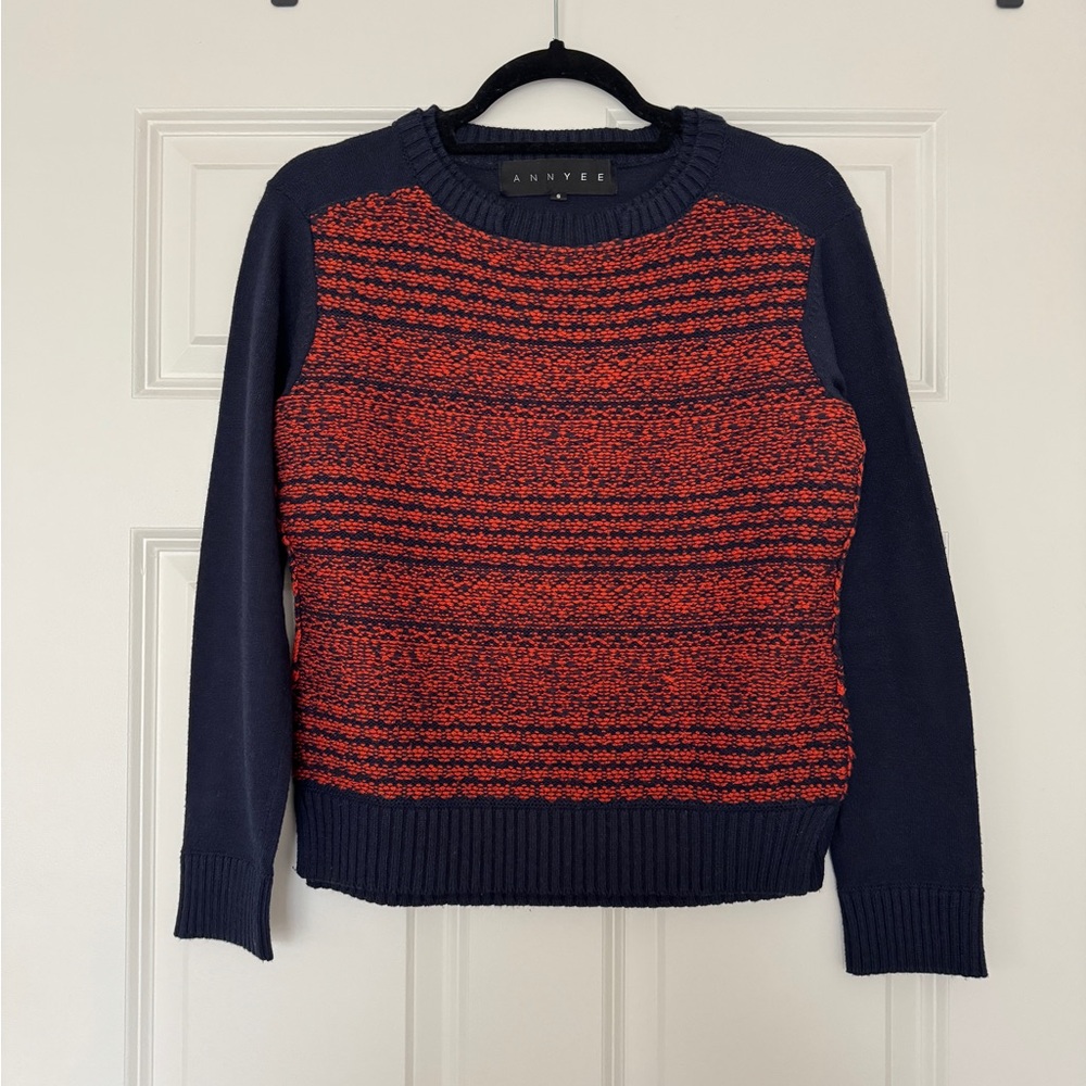 Navy and Red Jacquard Sweater, size small